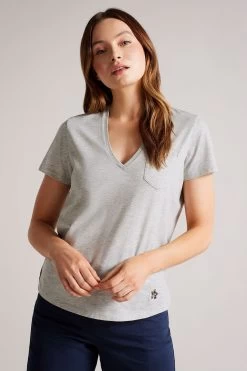 Ted Baker Grey Lovage Easy Fit V-Neck T-Shirt