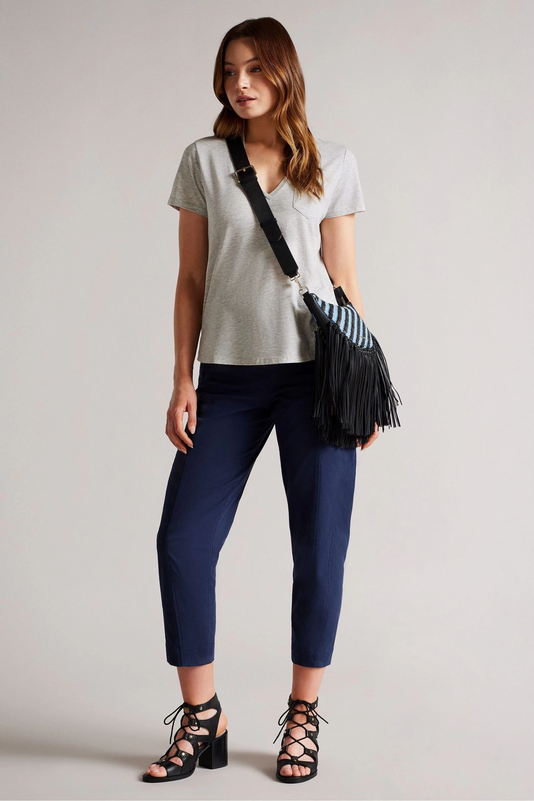 Ted Baker Grey Lovage Easy Fit V-Neck T-Shirt 5 Ted Baker Grey Lovage Easy Fit V-Neck T-Shirt - Image 3