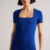 Ted Baker Gerbela Blue Square Neck Short Sleeve Top 1 Ted Baker Gerbela Blue Square Neck Short Sleeve Top -Ted Baker Shop U54706s