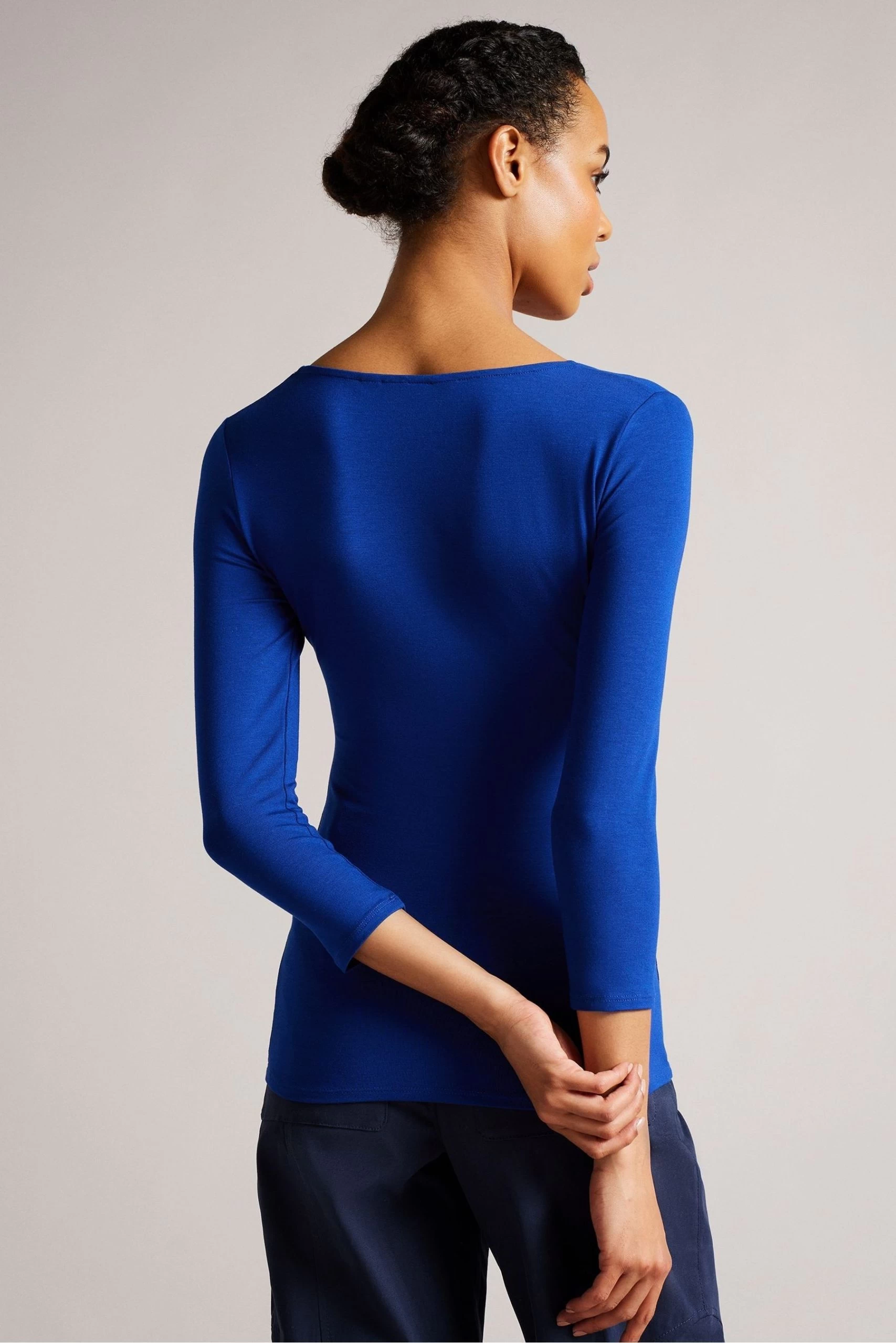 Ted Baker Carsha Blue Fitted Scoop Neck Top 4 Ted Baker Carsha Blue Fitted Scoop Neck Top - Image 2