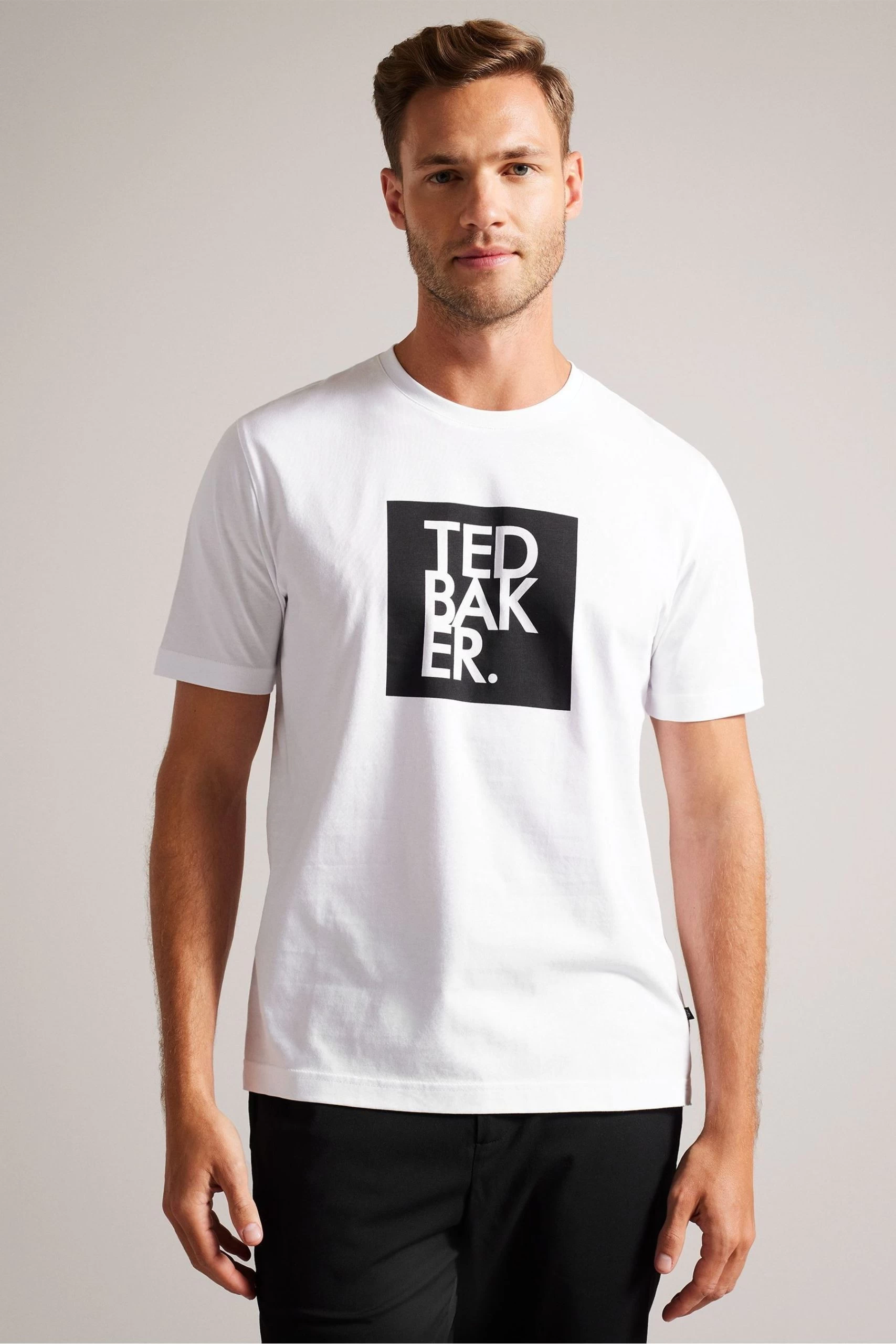 Ted Baker Rofata White Shorts Sleeved Square Branded T-Shirt 3 Ted Baker Rofata White Shorts Sleeved Square Branded T-Shirt
