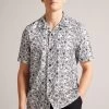 Ted Baker Mulben White Short Sleeve Floral Embroidered Shirt 2 Ted Baker Mulben White Short Sleeve Floral Embroidered Shirt -Ted Baker Shop U76290s