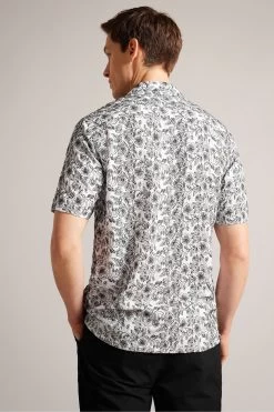 Ted Baker Mulben White Short Sleeve Floral Embroidered Shirt 8 Ted Baker Mulben White Short Sleeve Floral Embroidered Shirt -Ted Baker Shop U76290s2