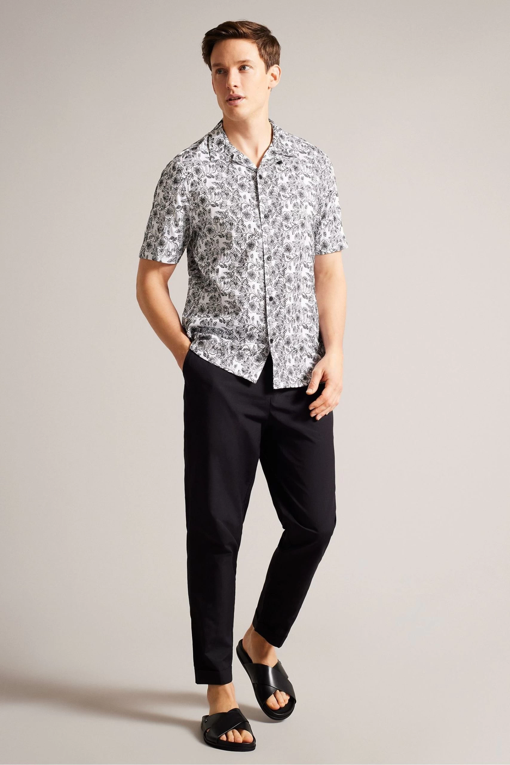 Ted Baker Mulben White Short Sleeve Floral Embroidered Shirt 5 Ted Baker Mulben White Short Sleeve Floral Embroidered Shirt - Image 3