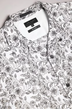 Ted Baker Mulben White Short Sleeve Floral Embroidered Shirt 11 Ted Baker Mulben White Short Sleeve Floral Embroidered Shirt -Ted Baker Shop U76290s5