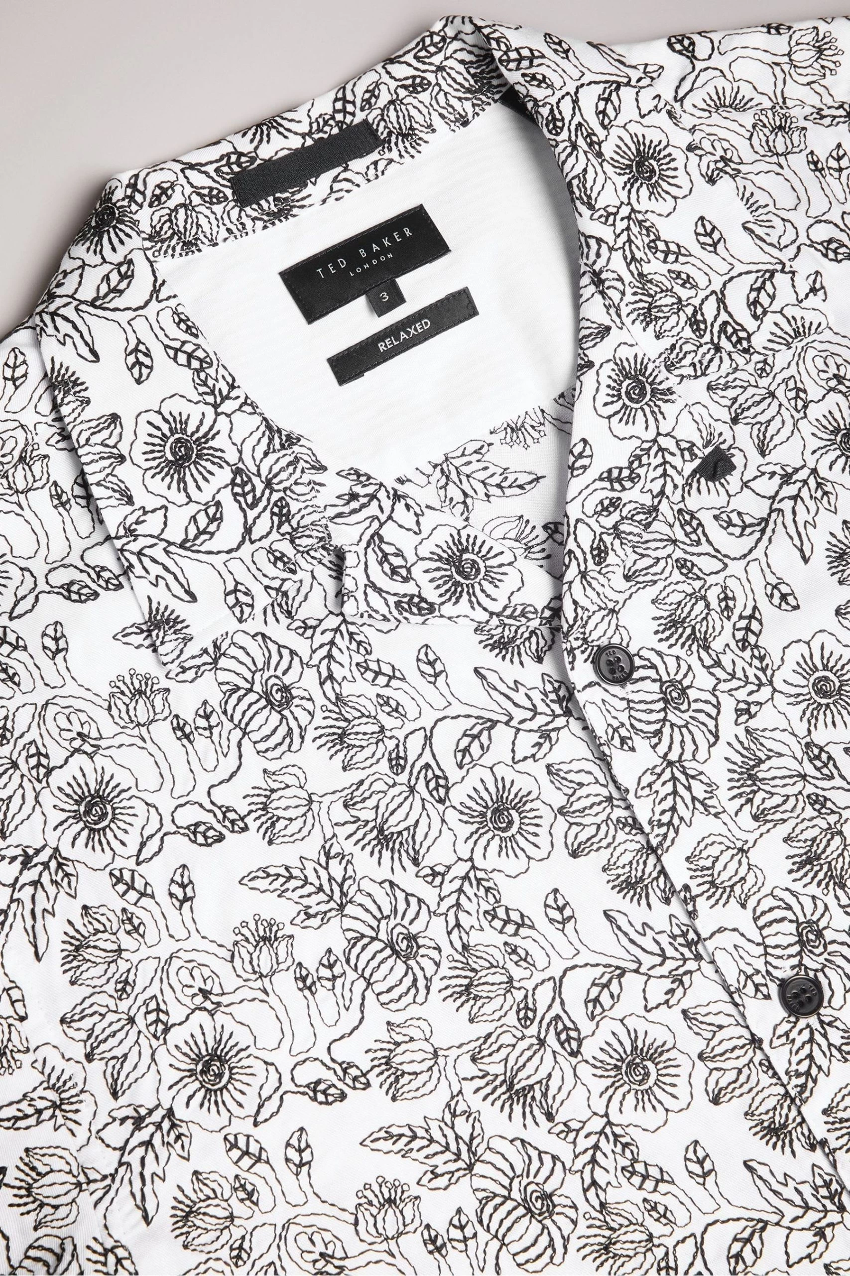 Ted Baker Mulben White Short Sleeve Floral Embroidered Shirt 7 Ted Baker Mulben White Short Sleeve Floral Embroidered Shirt - Image 5