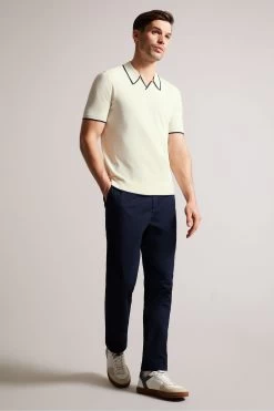 Ted Baker Natural Stortfo Short Sleeved Rayon Open Neck Polo Shirt 9 Ted Baker Natural Stortfo Short Sleeved Rayon Open Neck Polo Shirt -Ted Baker Shop U76294s3