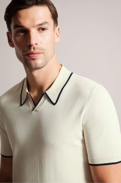 Ted Baker Natural Stortfo Short Sleeved Rayon Open Neck Polo Shirt 10 Ted Baker Natural Stortfo Short Sleeved Rayon Open Neck Polo Shirt -Ted Baker Shop U76294s4