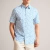 Ted Baker Blue Glais Short Sleeve Cotton Branded Geo Shirt -Ted Baker Shop U76892s