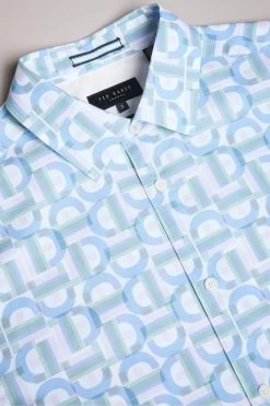 Ted Baker Blue Glais Short Sleeve Cotton Branded Geo Shirt 11 Ted Baker Blue Glais Short Sleeve Cotton Branded Geo Shirt -Ted Baker Shop U76892s5