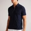 Ted Baker Coram Blue Short Sleeve Zip Jacquard Polo Shirt 1 Ted Baker Coram Blue Short Sleeve Zip Jacquard Polo Shirt -Ted Baker Shop U86308s