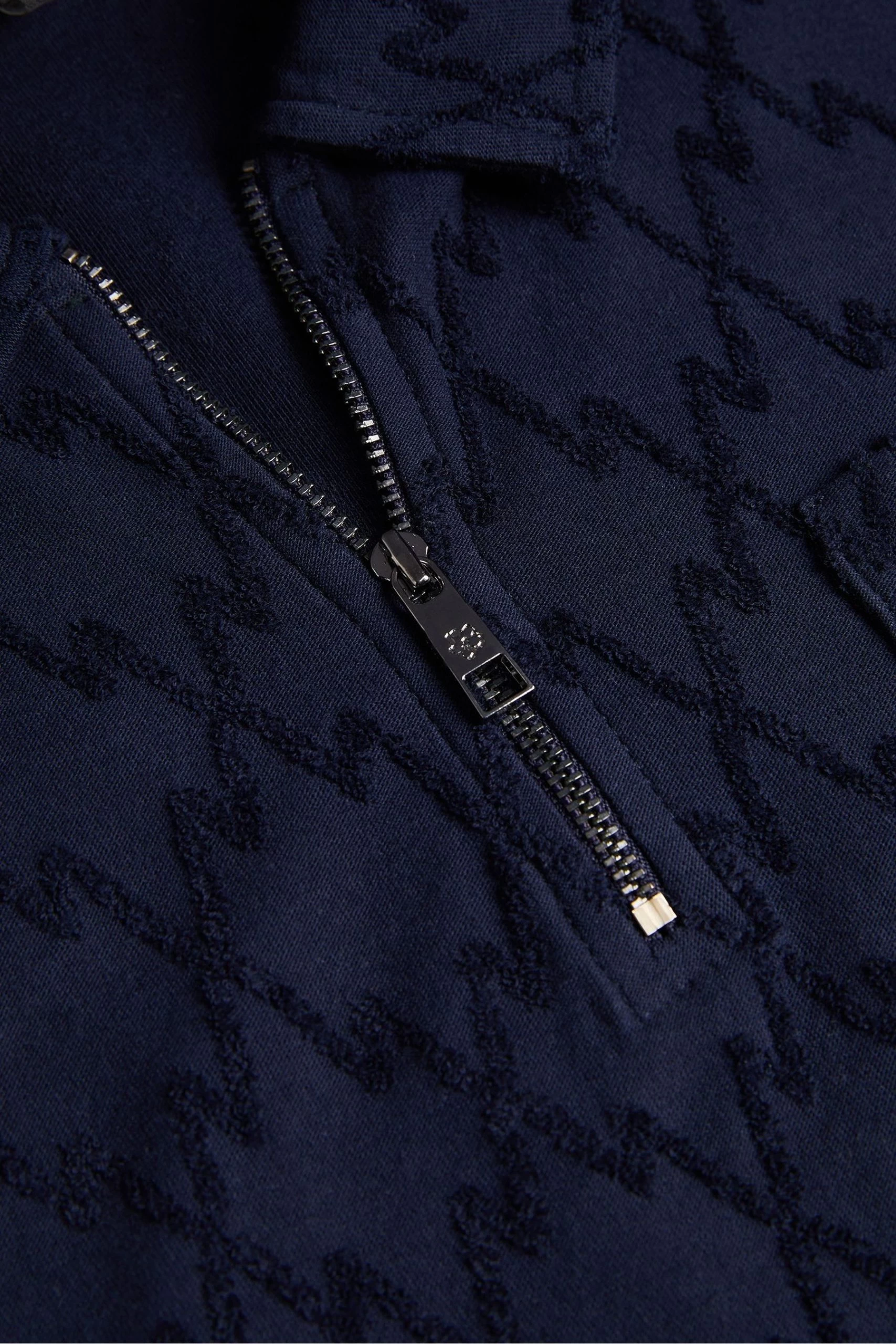 Ted Baker Coram Blue Short Sleeve Zip Jacquard Polo Shirt 7 Ted Baker Coram Blue Short Sleeve Zip Jacquard Polo Shirt - Image 5