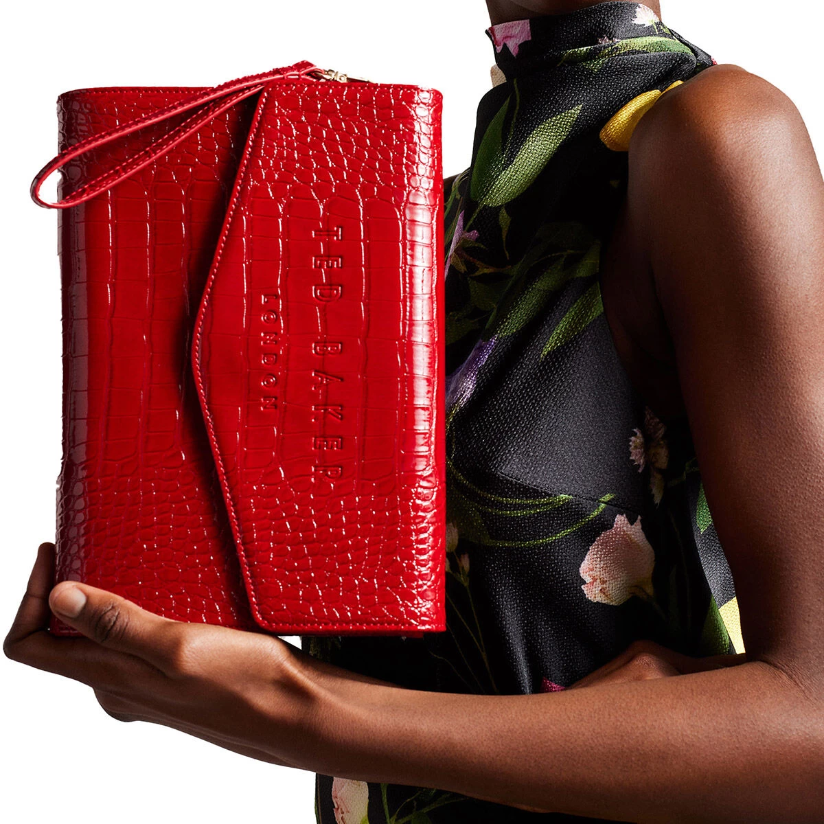 Ted Baker CROCEY Patent Red Croc Pouch Bag 4 Ted Baker CROCEY Patent Red Croc Pouch Bag - Image 2