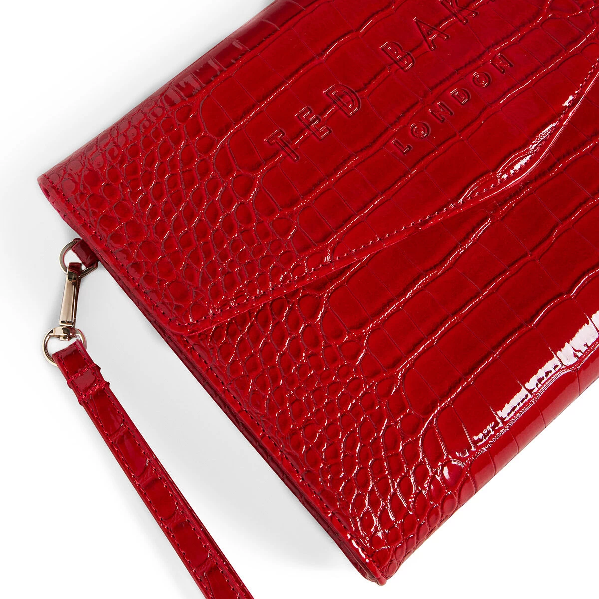 Ted Baker CROCEY Patent Red Croc Pouch Bag 5 Ted Baker CROCEY Patent Red Croc Pouch Bag - Image 3