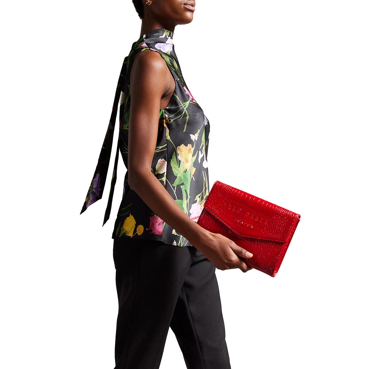 Ted Baker CROCEY Patent Red Croc Pouch Bag 7 Ted Baker CROCEY Patent Red Croc Pouch Bag - Image 5