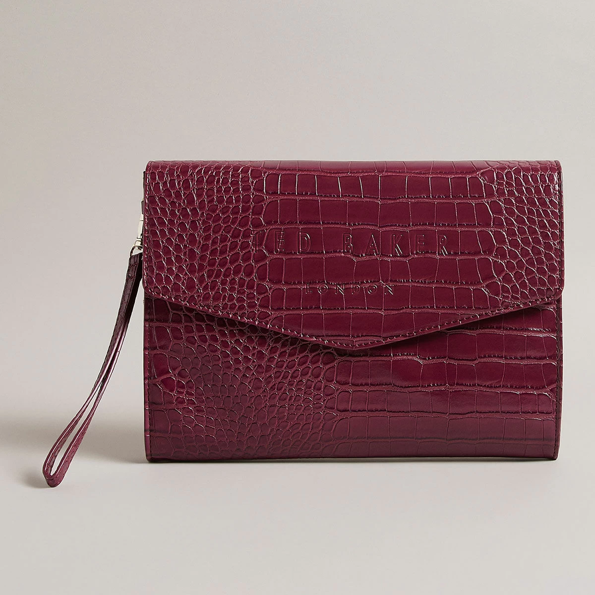 Ted Baker CROCEY Deep Purple Croc Envelope Pouch Bag 3 Ted Baker CROCEY Deep Purple Croc Envelope Pouch Bag