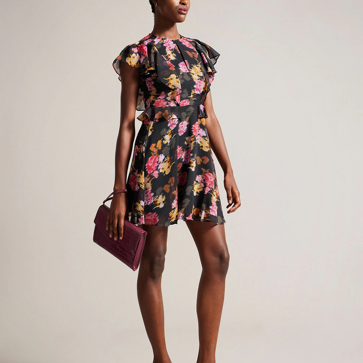 Ted Baker CROCEY Deep Purple Croc Envelope Pouch Bag 8 Ted Baker CROCEY Deep Purple Croc Envelope Pouch Bag - Image 6