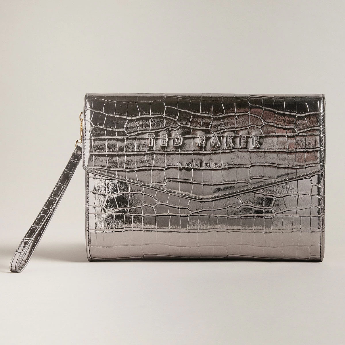 Ted Baker CROCEY Gunmetal Croc Envelope Pouch Bag 3 Ted Baker CROCEY Gunmetal Croc Envelope Pouch Bag
