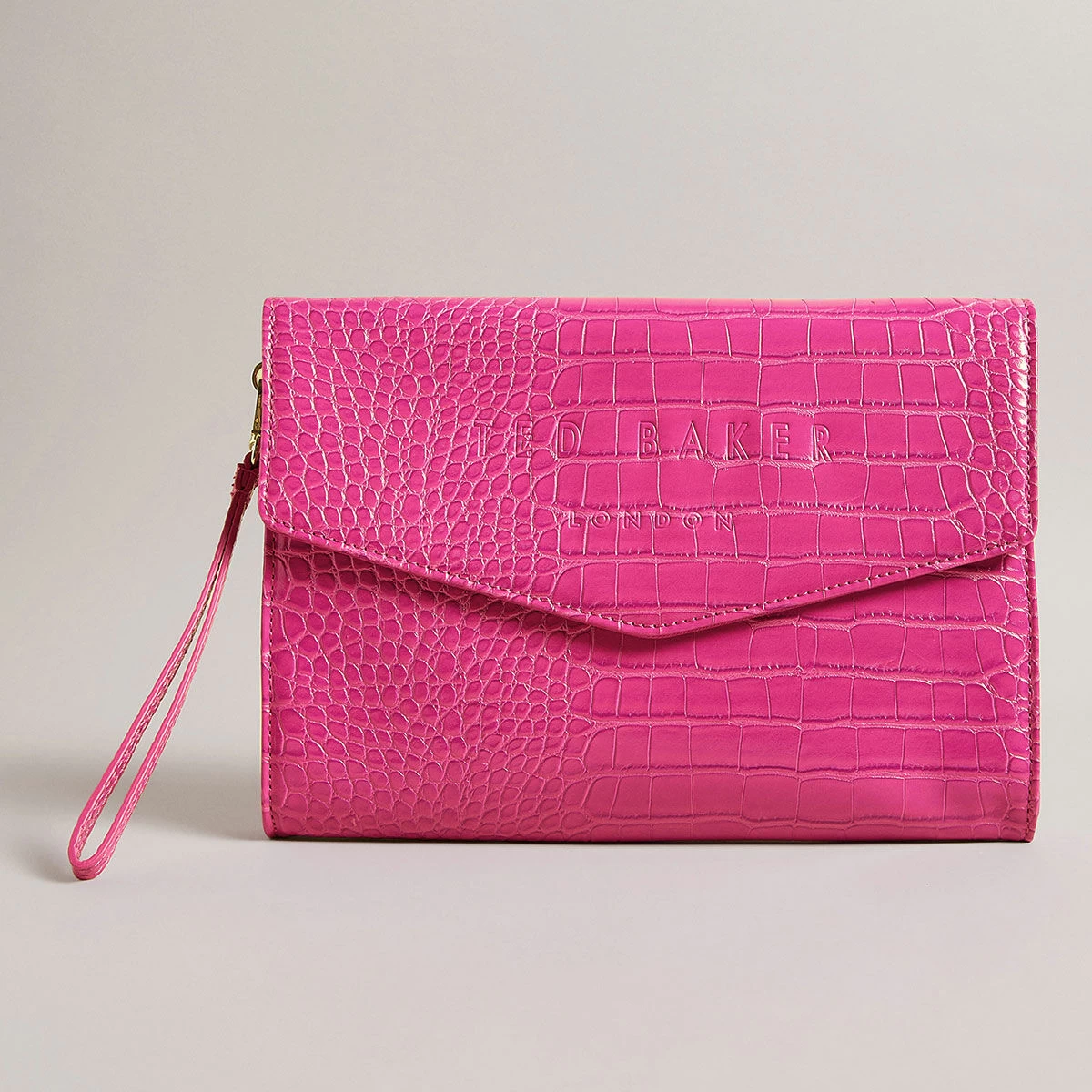 Ted Baker CROCEY Mid Pink Croc Envelope Pouch Bag 3 Ted Baker CROCEY Mid Pink Croc Envelope Pouch Bag
