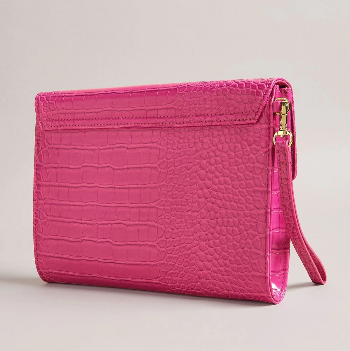 Ted Baker CROCEY Mid Pink Croc Envelope Pouch Bag 4 Ted Baker CROCEY Mid Pink Croc Envelope Pouch Bag - Image 2
