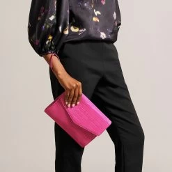 Ted Baker CROCEY Mid Pink Croc Envelope Pouch Bag 12 Ted Baker CROCEY Mid Pink Croc Envelope Pouch Bag -Ted Baker Shop ted baker 253578 mid pink crocey mid pink imitation croc envelope pouch bag lifestyle v1 v2