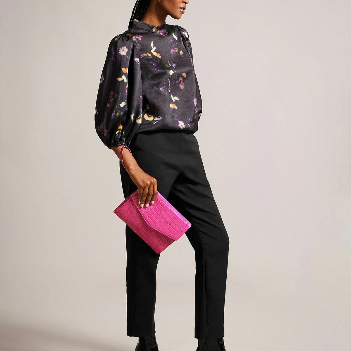 Ted Baker CROCEY Mid Pink Croc Envelope Pouch Bag 8 Ted Baker CROCEY Mid Pink Croc Envelope Pouch Bag - Image 6