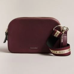 Ted Baker DARCELO Deep Purple Branded Webbing Leather Camera Bag