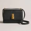 Ted Baker SSLOANE Black Leather Padlock Mini Shoulder Bag -Ted Baker Shop ted baker 270471 black ssloane black mini shoulder padlock bag 1