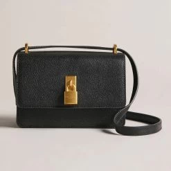 Ted Baker SSLOANE Black Leather Padlock Mini Shoulder Bag