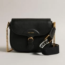 Ted Baker ESIA Black Webbing Crossbody Saddle Bag
