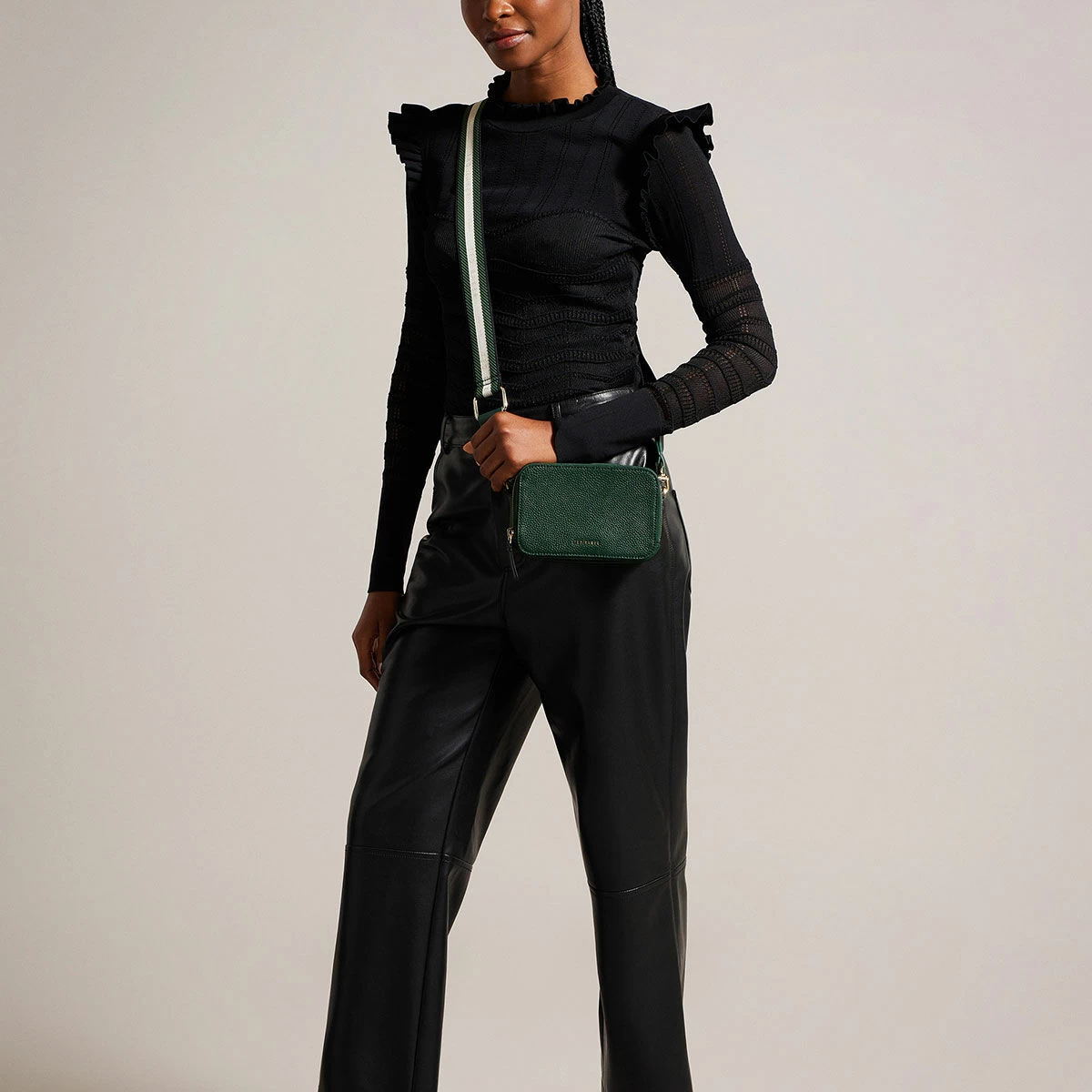 Ted Baker STUNNA Dark Green Branded Webbing Mini Crossbody Bag 7 Ted Baker STUNNA Dark Green Branded Webbing Mini Crossbody Bag - Image 5