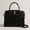 Ted Baker MYFAIR Black Leather Padlock Medium Handbag -Ted Baker Shop ted baker 274062 black myfair black medium padlock bag 1